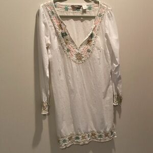 Tommy Bahama White Swim Coverup with Pastel Floral Embroidery